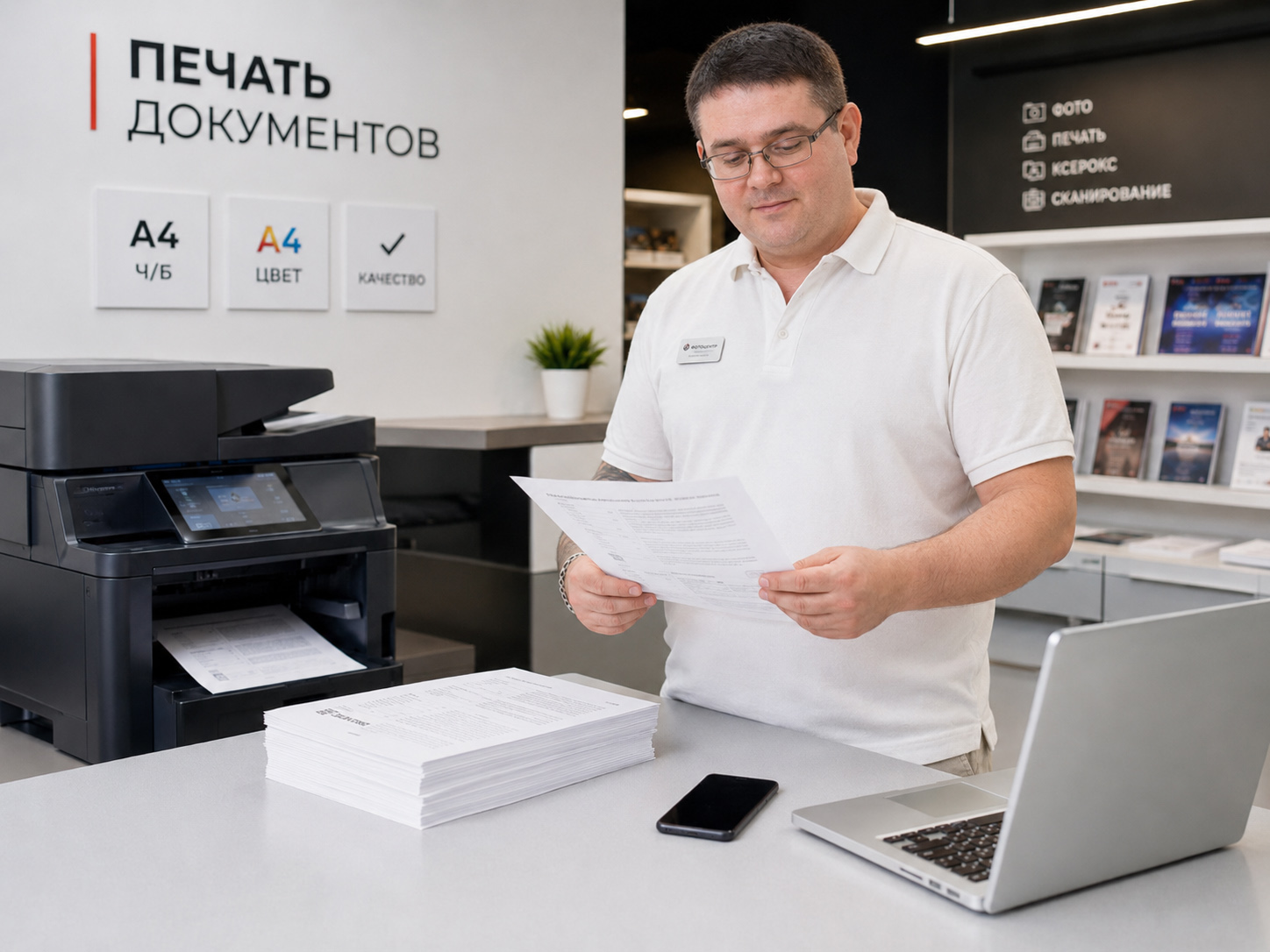Печать документов А4 в фотоцентре БелФото в Белгороде