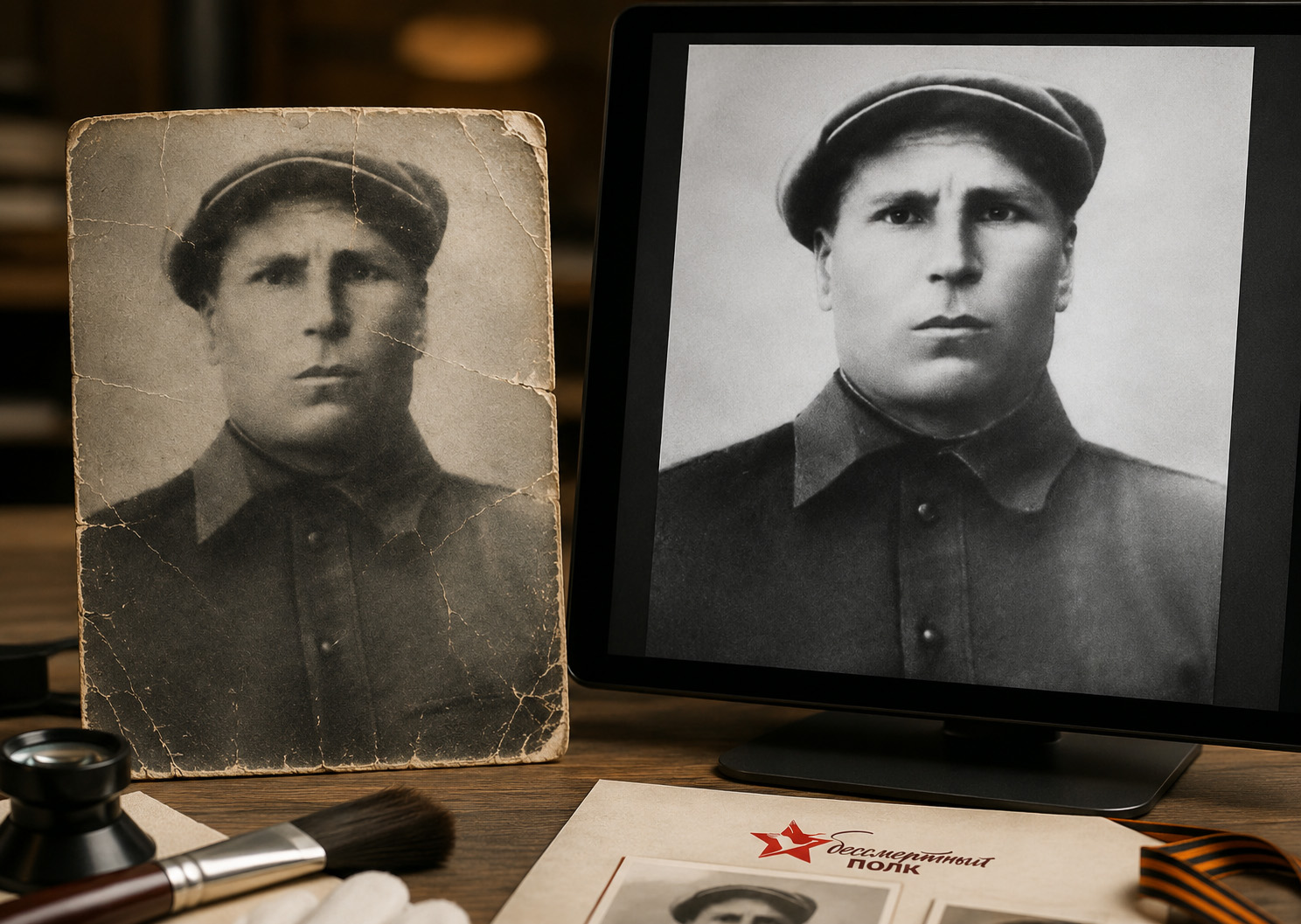 Реставрация старой фотографии ветерана для Бессмертного полка
