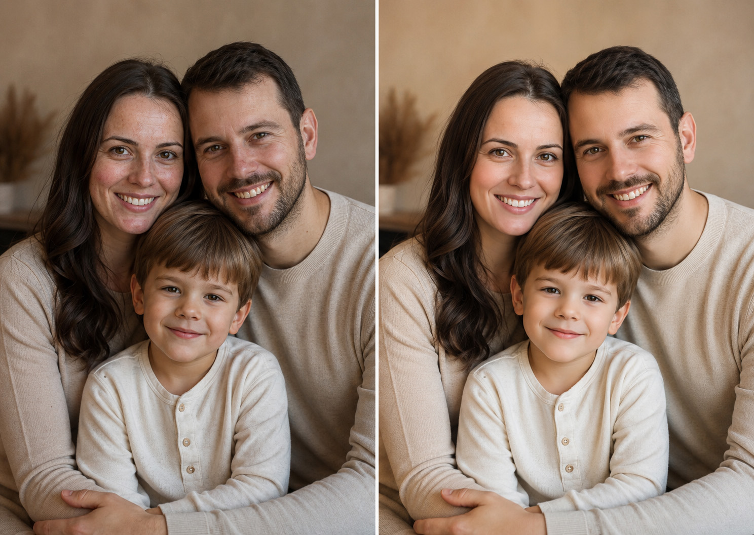 Ретушь семейной фотографии перед печатью в фотоцентре БелФото