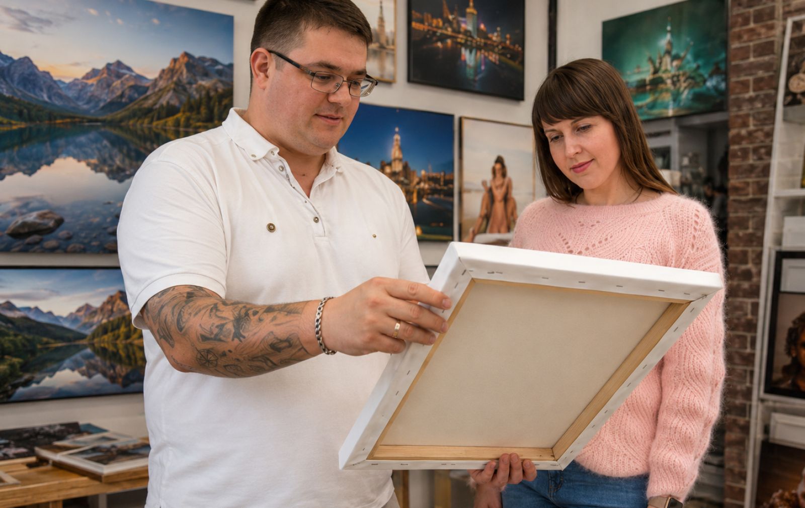 Согласование заказа картины на холсте в фотоцентре, выбор подрамника и размера
