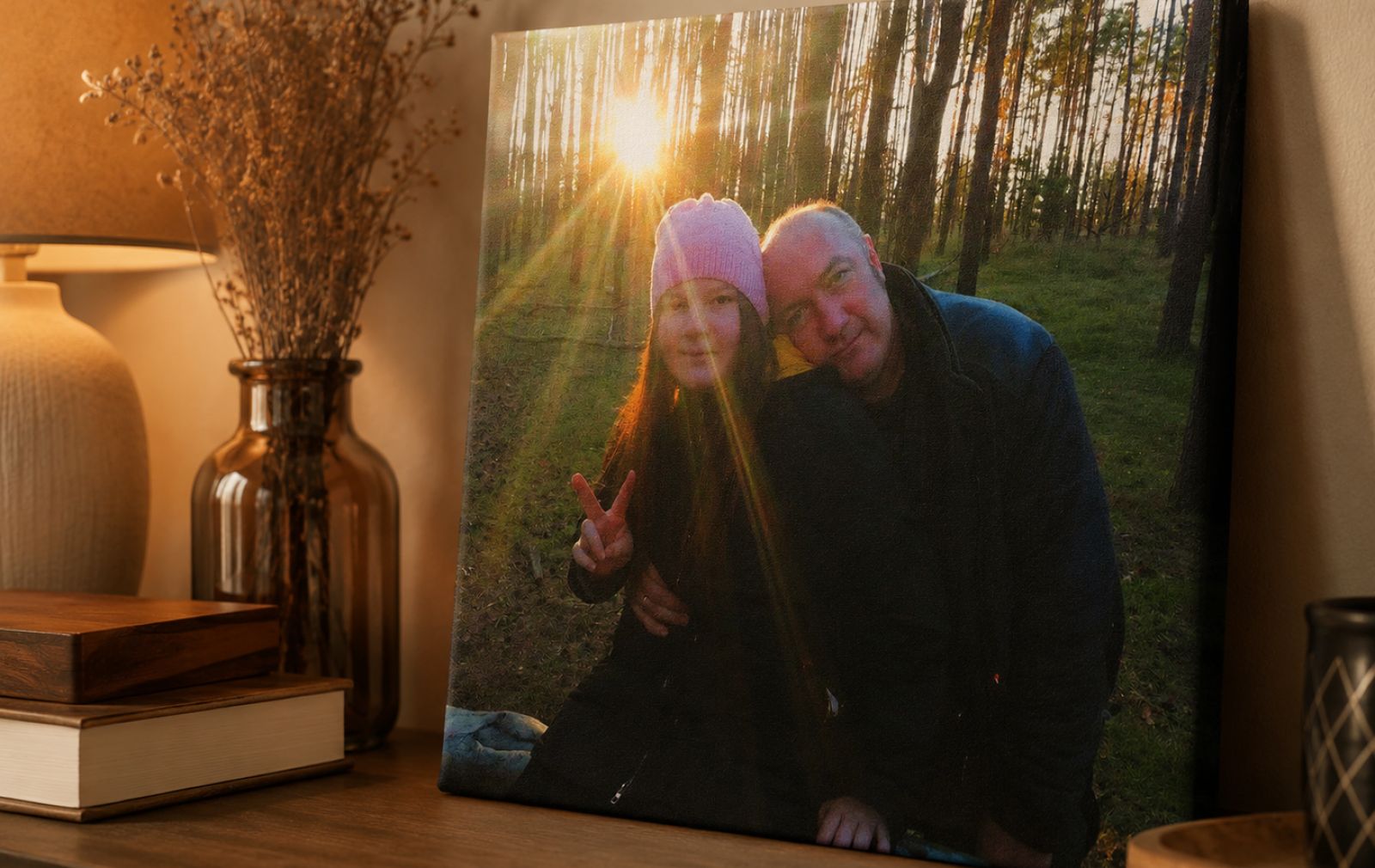 Готовая семейная фотография на холсте для подарка и домашнего интерьера